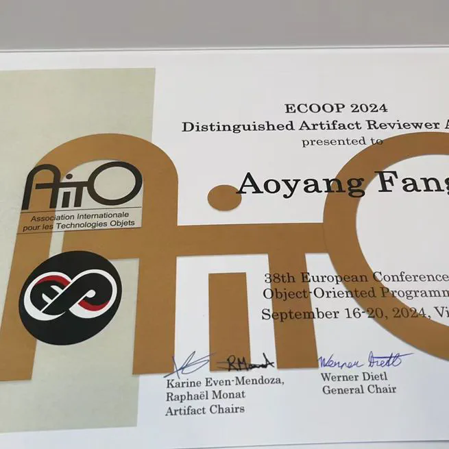🎉 Recieved ECOOP'24 Distinguished Artifact Reviewer Award!